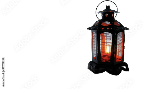 Eerie Lantern Creating a Haunting Effect with Shadows on Halloween Isolated on Transparent Background PNG.