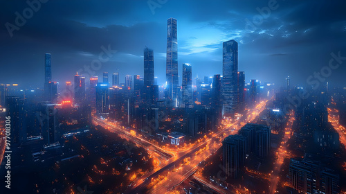 An aerial view of a modern ...