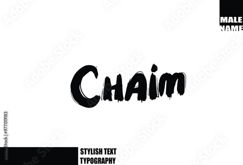 Bold Grunge And Rough Brush Text Typography Of Baby Boy Name Chaim photo