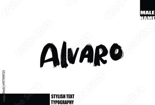 Alvaro Bold Grunge And Rough Brush Text Typography Of Baby Boy Name photo