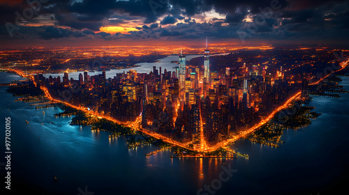 An aerial view of New York ...
