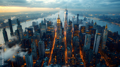 An aerial view of New York ...
