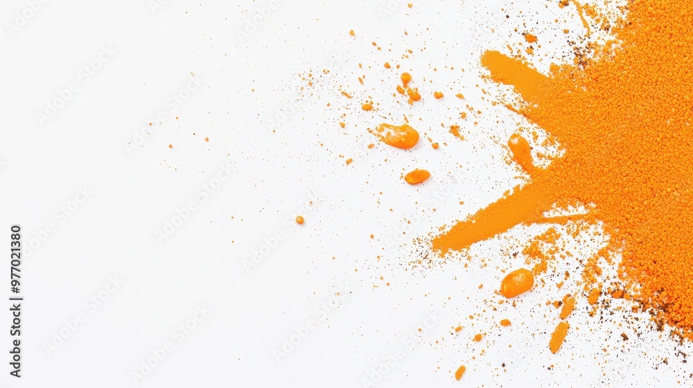 Orange Powder Explosion On White Background Orange Powder Explosion On White Background