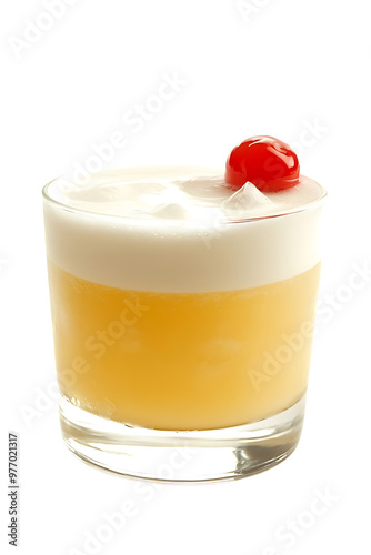 Refreshing Whiskey Sour Party Drink Isolated on White Background