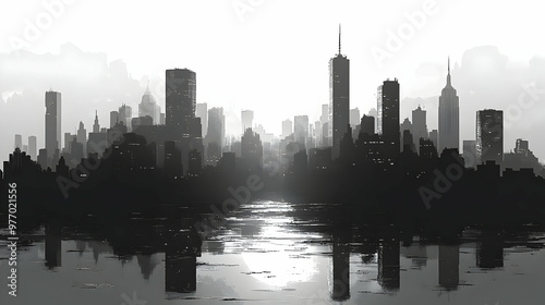 Black and white silhouette ...