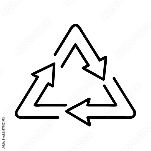 Recycling Symbol Outline with Arrows, Eco-Friendly Icon