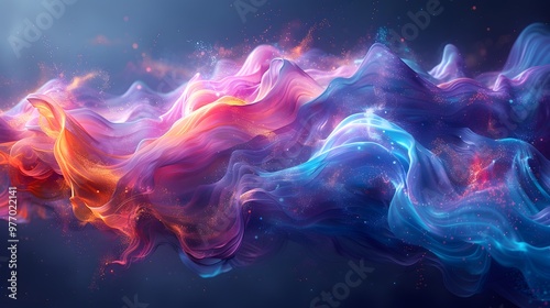 A mesmerizing, iridescent emoji with swirling hues of turquoise and purple, its design embodying sophistication and allure against a deep, dark background. 
