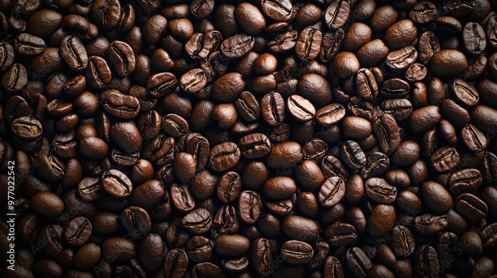 Fototapeta premium Brown roasted aromatic coffee beans robusta arabica pattern