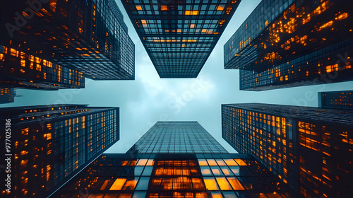 Looking up at a towering ci...