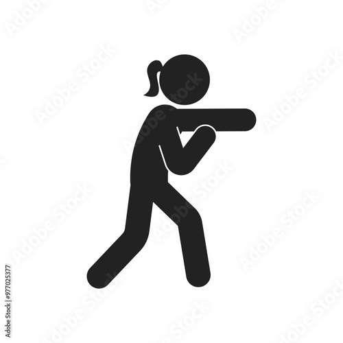 Isolated women sport pictogram, boxing icon, man punch on a sandbag, fitness symbol