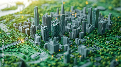 Miniature model of a city w...