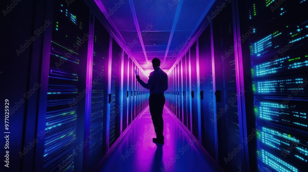Technician Inside Server Room