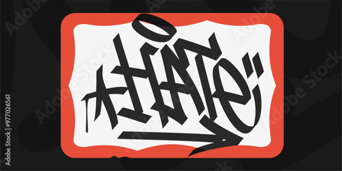 Graffiti Style Sticker Hello My Name Is With Some Street Art Lettering Vector Illustration