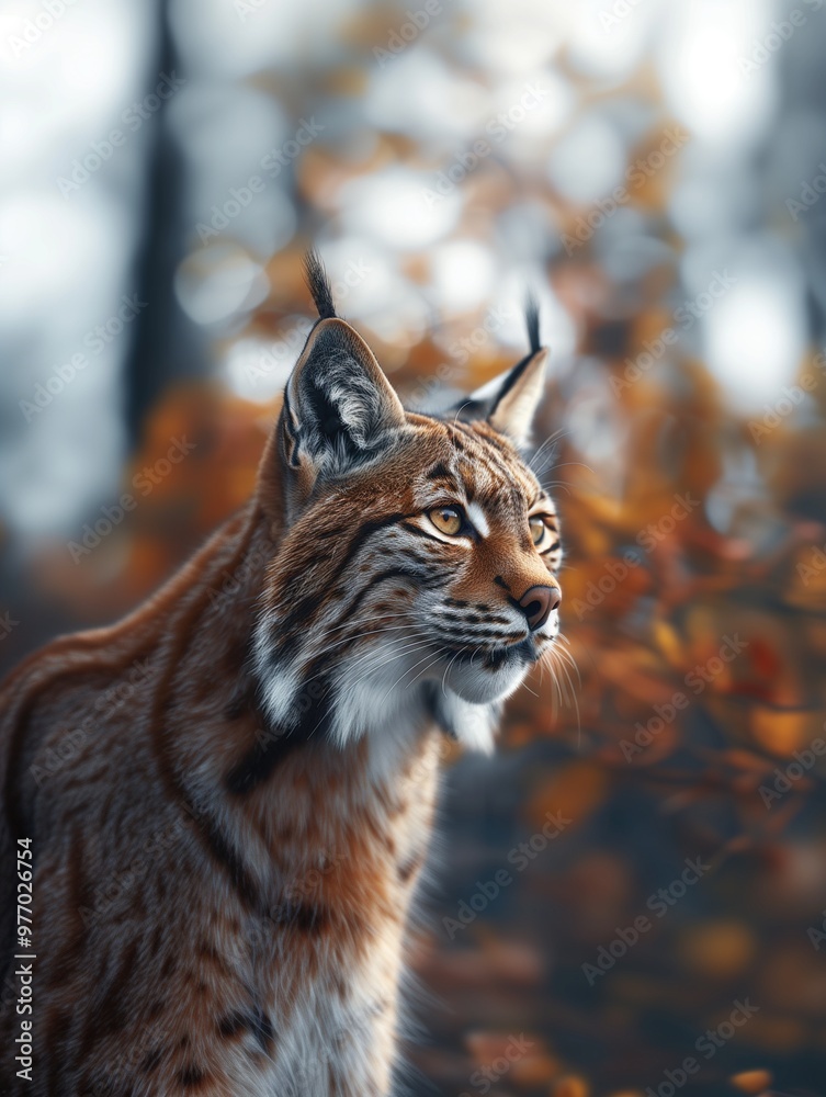 Obraz premium Bobcat, Wild Lynx Rufus, Temperate Forest Feline in Natural Habitat