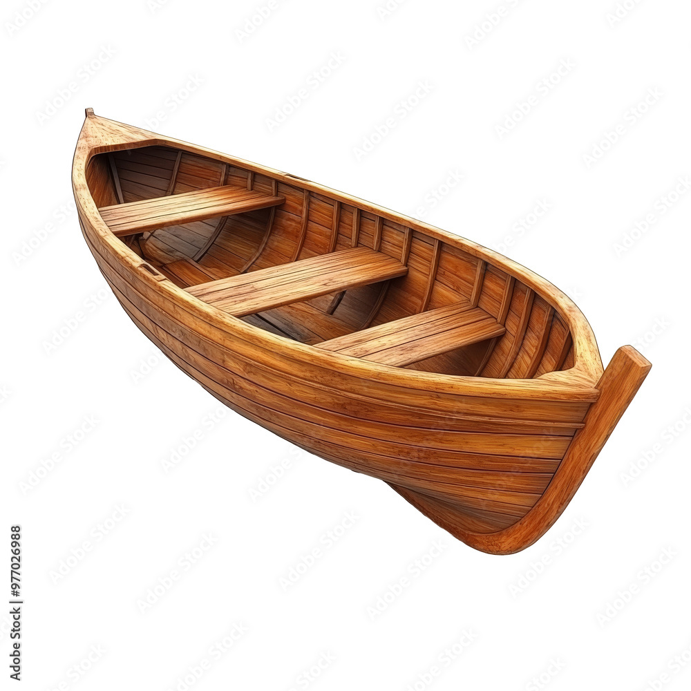 Handcrafted wooden boat on display transparent Handcrafted wooden boat on display transparent