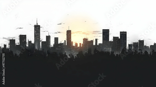 Silhouette of a city skylin...