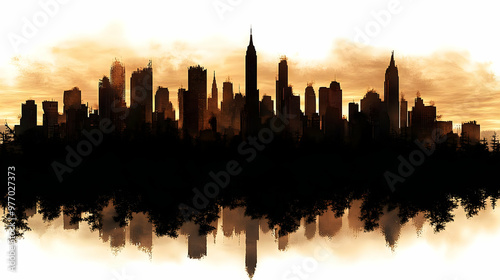 Silhouette of a city skylin...