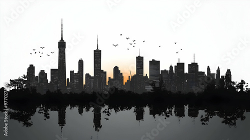 Silhouette of a city skylin...