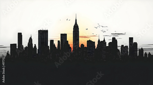 Silhouette of a city skylin...