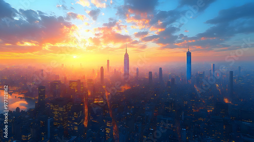 Stunning sunset over a city...