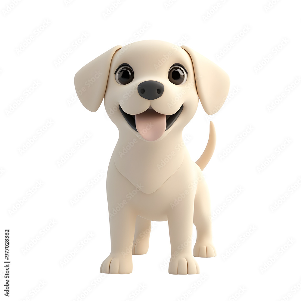 Playful Labrador Retriever Puppy with Wagging Tail Pastel Colors Simple 3D Render Playful Labrador Retriever Puppy with Wagging Tail Pastel Colors Simple 3D Render