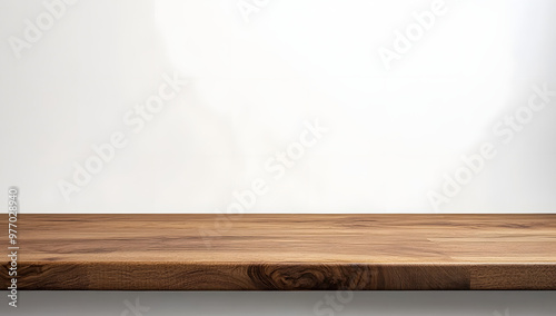 Empty Wooden Table Top On White Background