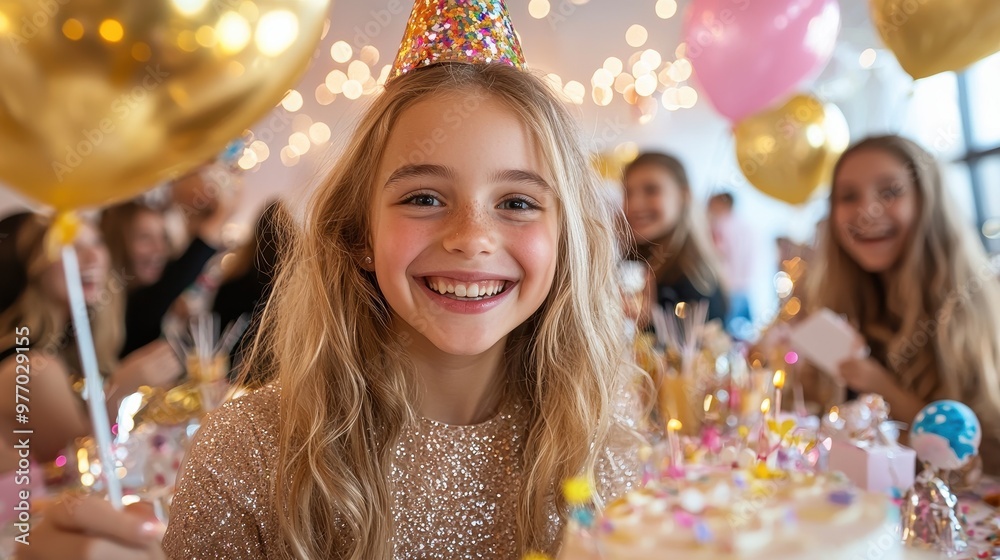 Happy Birthday Girl with Cake and Balloons Happy Birthday Girl with Cake and Balloons
