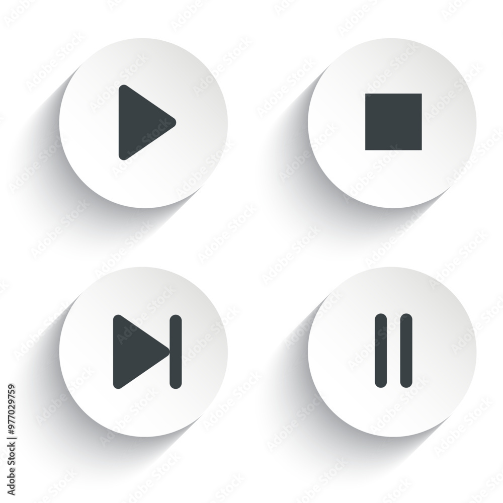Media player button icons isolated on white background. Media player button icons isolated on white background.