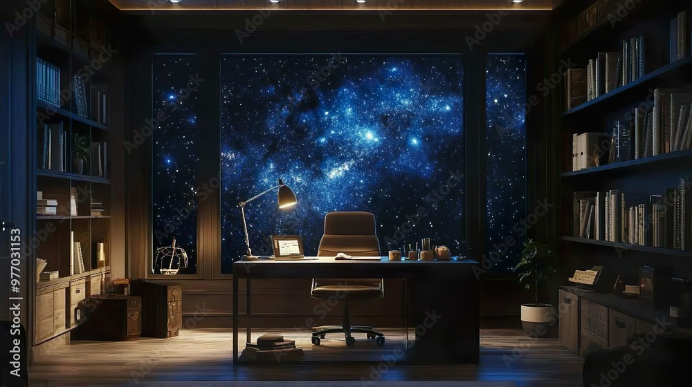 Elegant luxurious home office with modern lighting and contemporary furniture picture Elegant luxurious home office with modern lighting and contemporary furniture picture