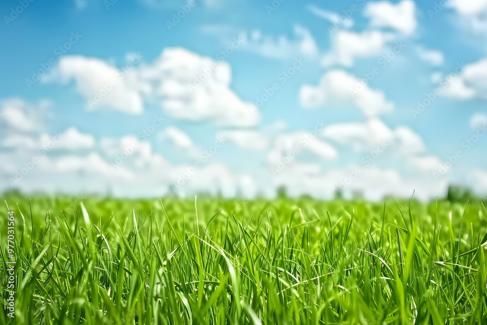 hermoso césped verde con cielo azul y nubes blancas hermoso césped verde con cielo azul y nubes blancas