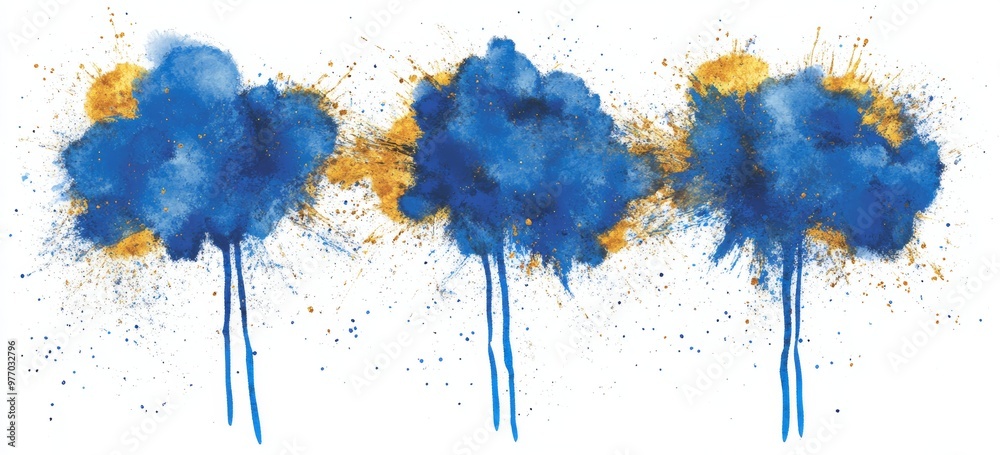 Fototapeta premium Social media stories banners made from blue watercolor alcohol ink