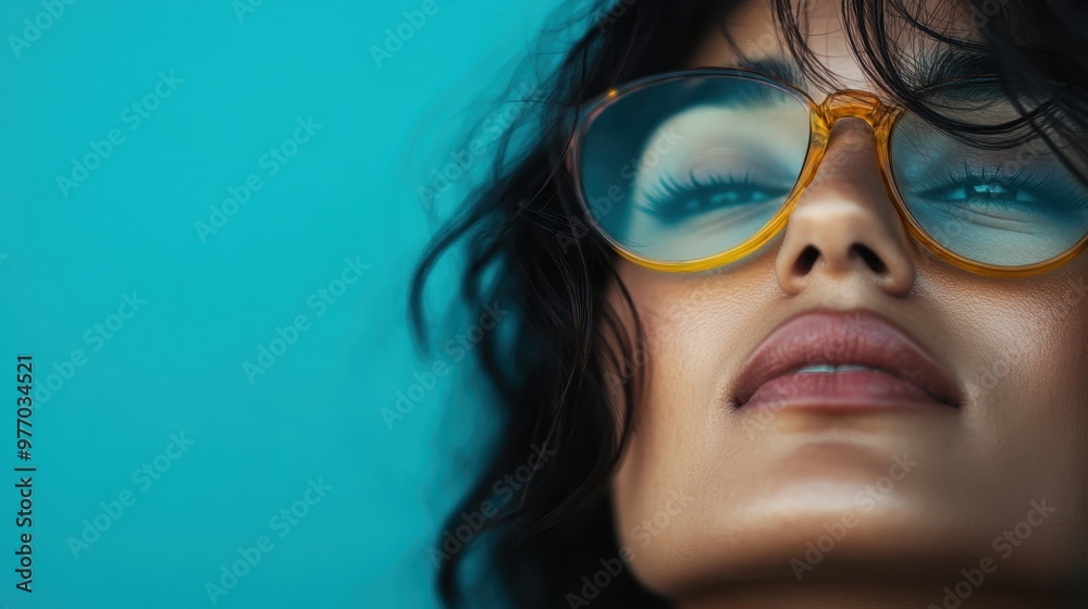 An individual with flowing dark hair stands against a vibrant blue background, creating a striking contrast and an abstract, impressionistic artistic style. An individual with flowing dark hair stands against a vibrant blue background, creating a striking contrast and an abstract, impressionistic artistic style.
