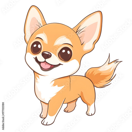 Playful Chihuahua Puppy with Wagging Tail in Chibi Style