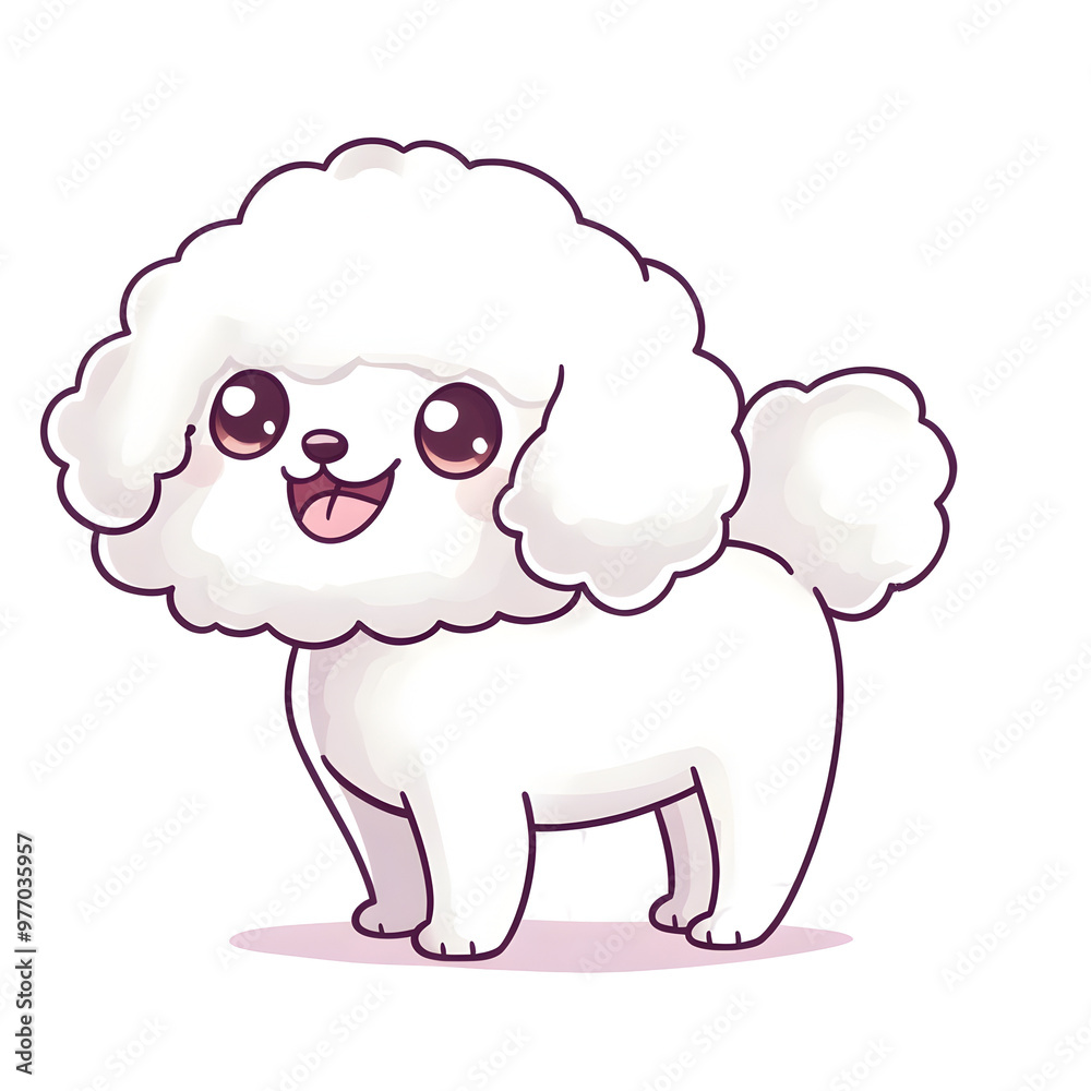 Playful Bichon Frise Puppy with Wagging Tail in Chibi Style Playful Bichon Frise Puppy with Wagging Tail in Chibi Style