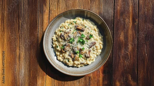 Wallpaper Mural Creamy Mushroom Risotto Garnished With Fresh Parsley Torontodigital.ca