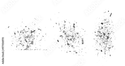 broken glass, silver confetti on transparent background photo