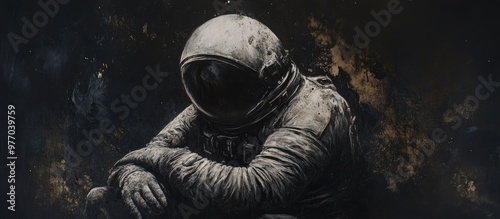 Astronaut enveloped in darkness Mixed media artwork photo