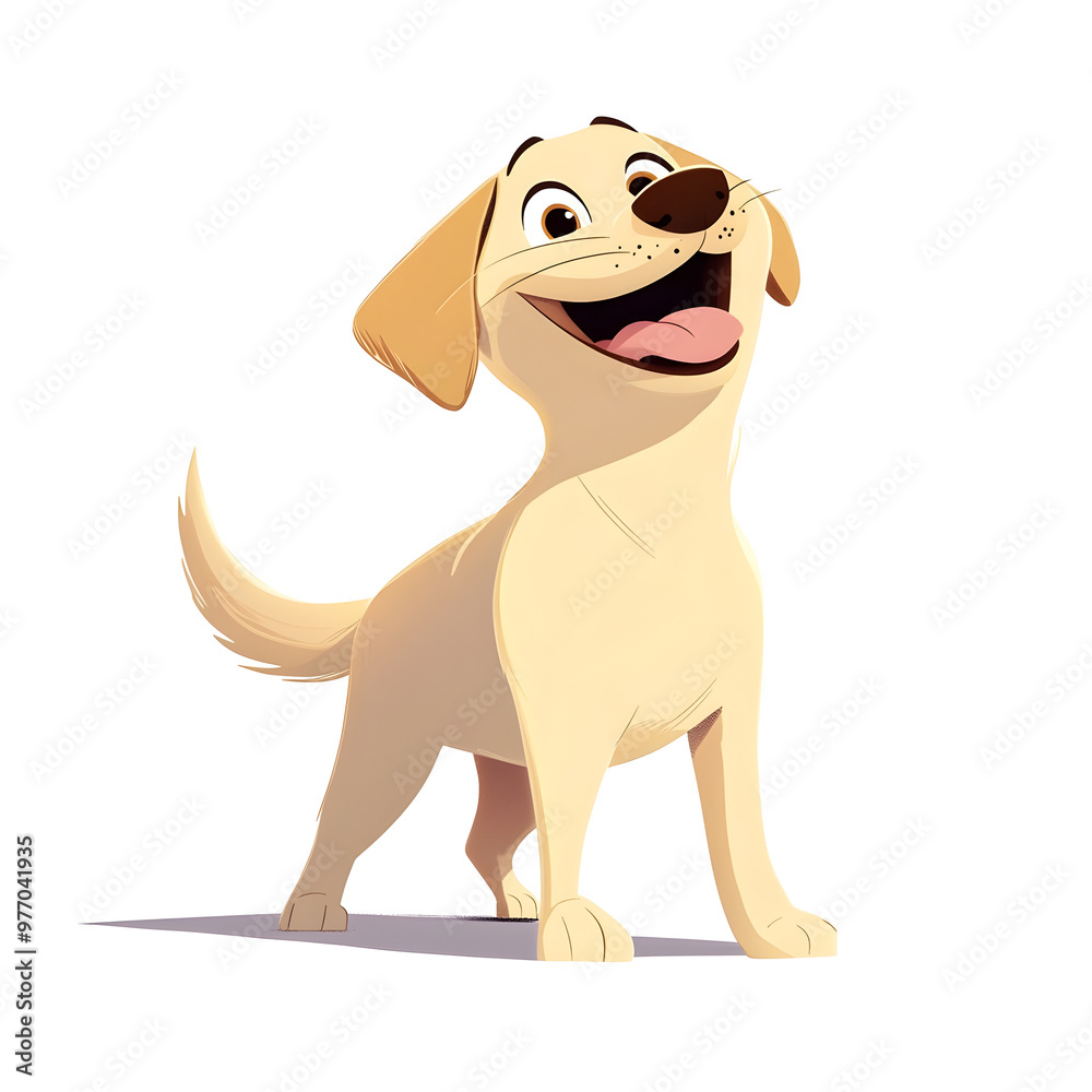 Playful and Cheerful Labrador Retriever Puppy with Wagging Tail in Pastel Colors Playful and Cheerful Labrador Retriever Puppy with Wagging Tail in Pastel Colors
