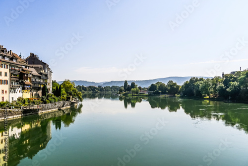 Laufenburg, Laufenburg Baden, Altstadt, Laufenbrücke, Rhein, Rheinuferweg, Altstadthäuser, Sommer, Sommertag, Baden-Württemberg, Deutschland, Schweiz