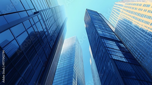 Wallpaper Mural Modern Architecture - Blue Glass Towers Torontodigital.ca