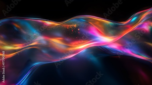 Abstract Iridescent Visual on Black Background
