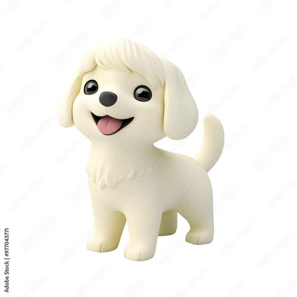 Playful Maltese Puppy with Wagging Tail in Pastel 3D Render Playful Maltese Puppy with Wagging Tail in Pastel 3D Render