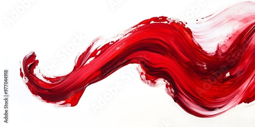 Calligraphy Painting with Red and Crimson Swirling Brushstrokes on White Background in Minimalist Art Style