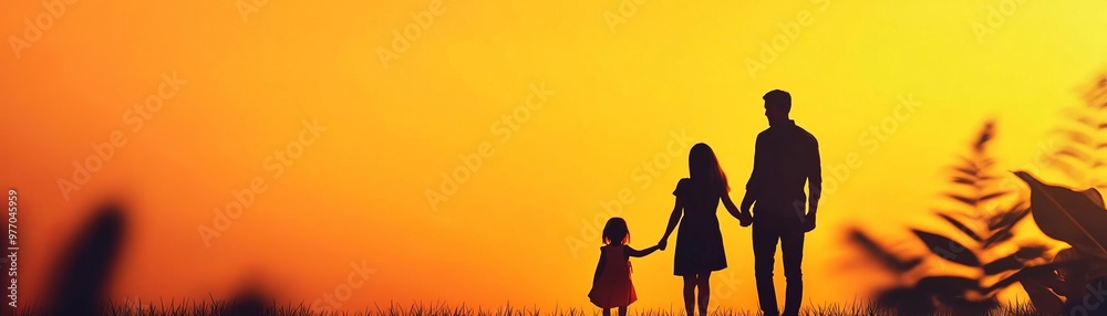 Silhouette of a loving family enjoying a sunset together, symbolizing unity, warmth, and cherished moments in life. Silhouette of a loving family enjoying a sunset together, symbolizing unity, warmth, and cherished moments in life.