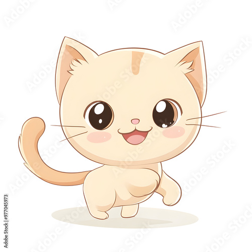 Playful Chibi Kitten with Swishing Tail in Pastel Portrait