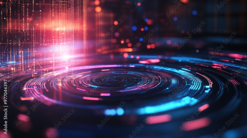 Abstract Digital Interface with Glowing Circles Abstract Digital Interface with Glowing Circles