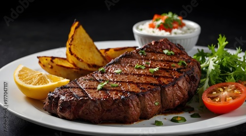 grilled steak with vegetables