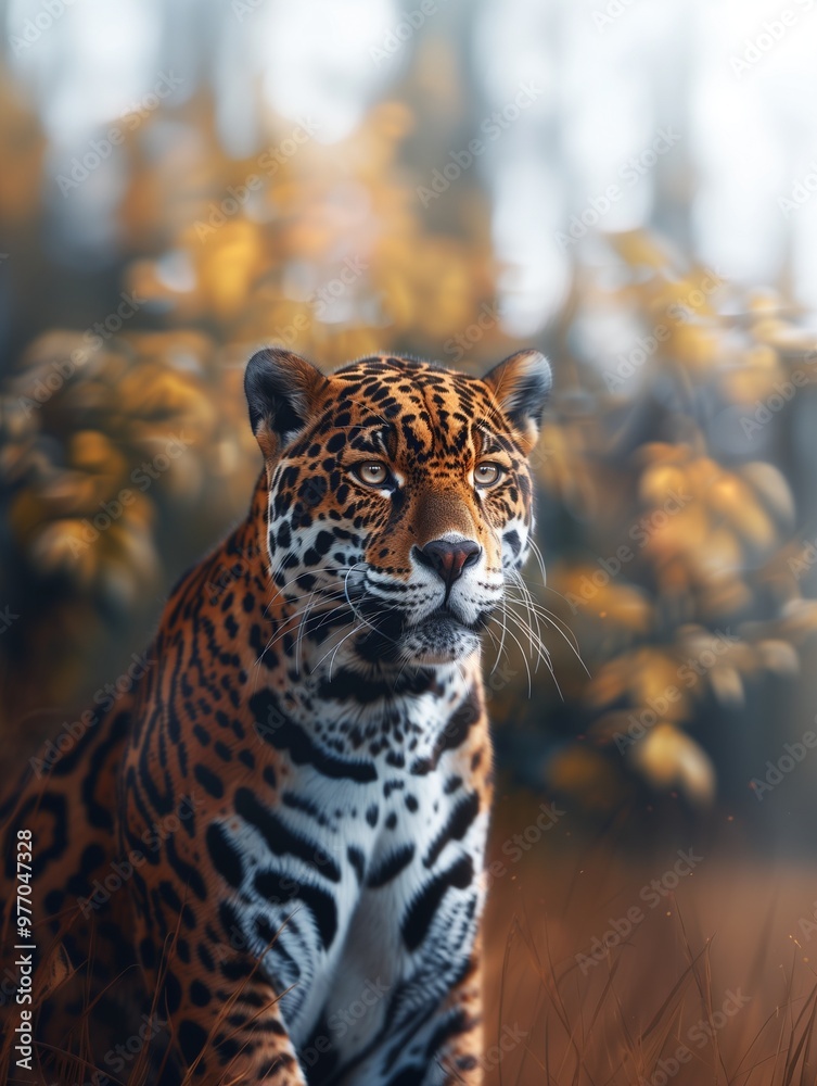 Obraz premium Portrait of Jaguar, Panthera onca, in Natural Habitat
