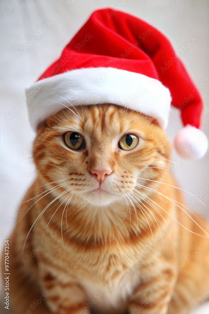 ginger cat, Santa hat, Christmas cat, holiday theme, Ginger Cat Wearing Santa Hat for Christmas Theme ginger cat, Santa hat, Christmas cat, holiday theme, Ginger Cat Wearing Santa Hat for Christmas Theme