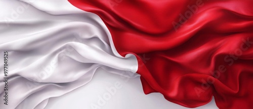 A close-up view of a beautifully flowing flag, featuring bold red and white colors, symbolizing strength and unity.